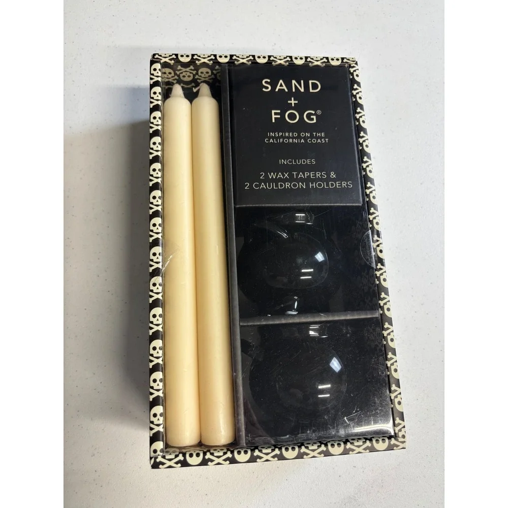 Sand + Fog Cauldron Candle Holders Wax Tapers Set Halloween Gothic Spooky Decor